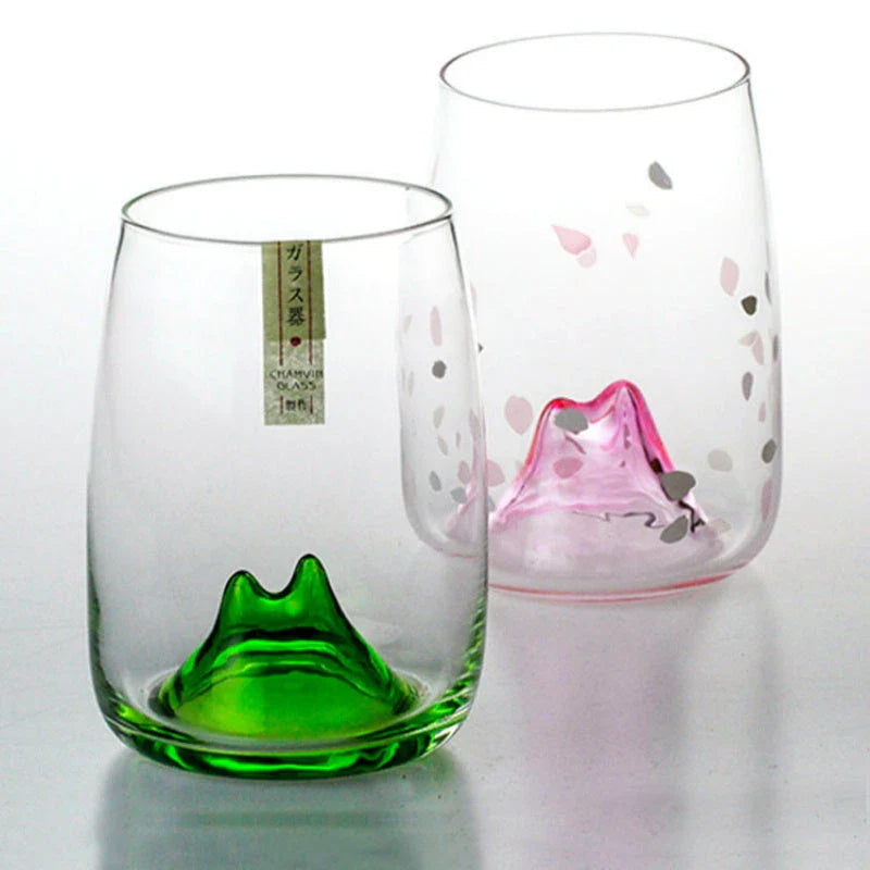 Handcrafted Cherry Blossoms Glass Cup in lead-free crystal for whisky lovers