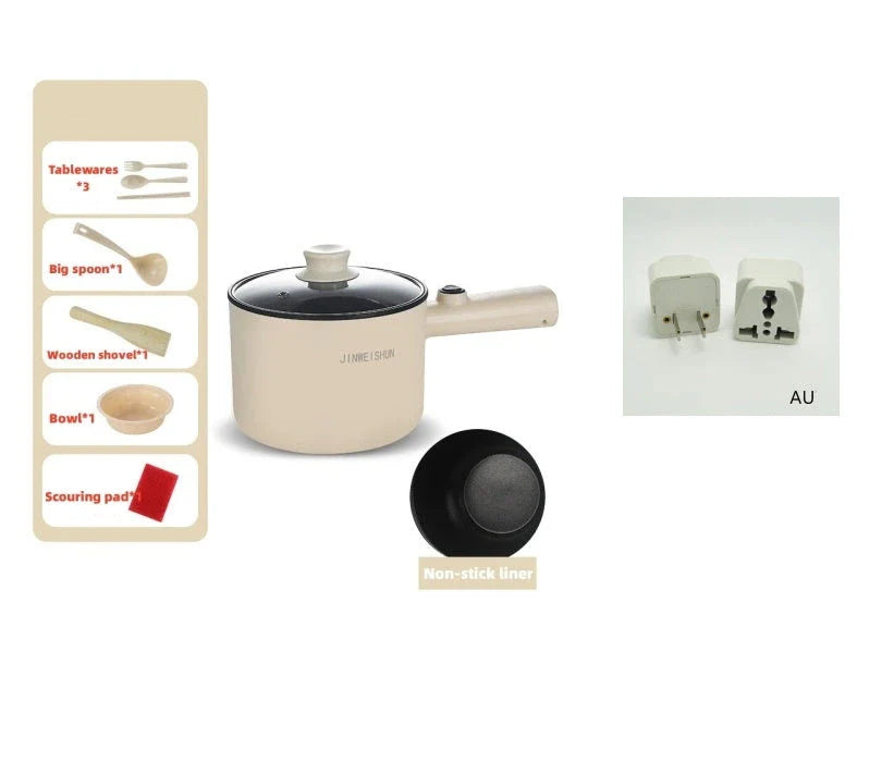 Compact electric hot pot with stainless steel construction, nonstick interior, and versatile cooking functions