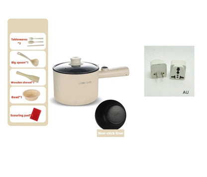 Compact electric hot pot with stainless steel construction, nonstick interior, and versatile cooking functions