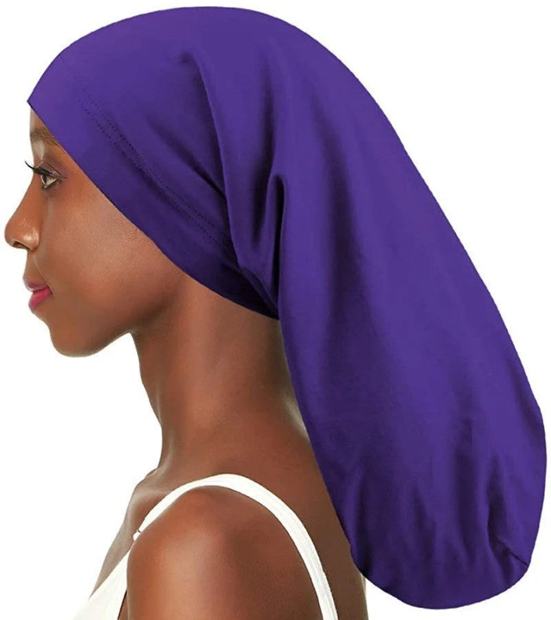 Women's adjustable satin-lined nightcap in various colours for hair protection