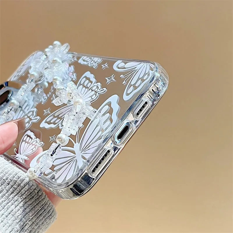 Transparent TPU iPhone case with built-in mirror feature compatible with iPhone 15 Pro Max
