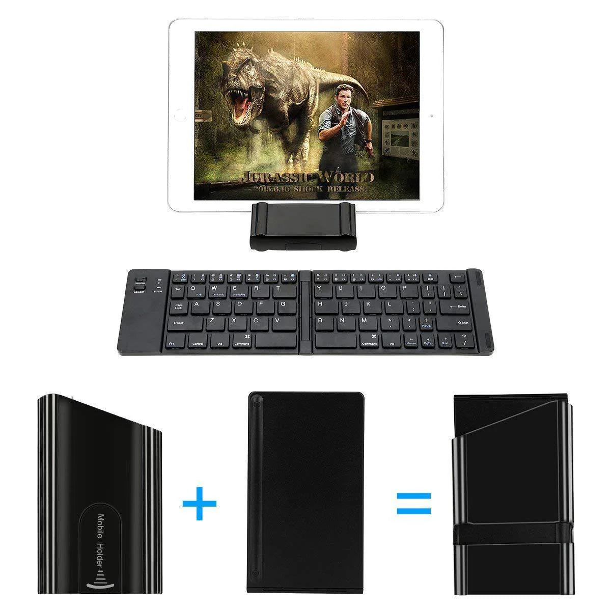 Compact foldable Bluetooth keyboard in black and white options