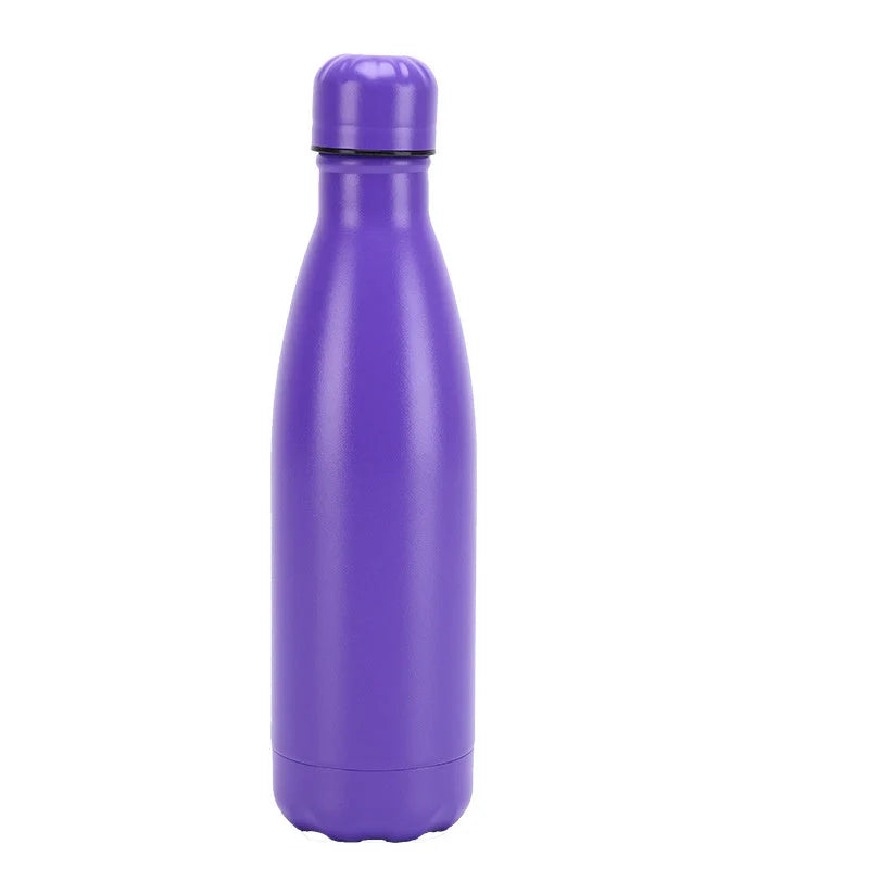 Insulated stainless steel water bottle with rubber painted surface in various colours