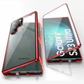 Magnetic mirror phone case for Samsung Galaxy S24 Ultra in silver colour, showing peep-proof cover closed.