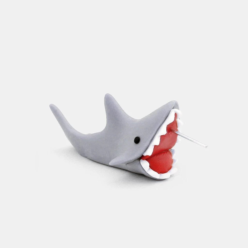Handmade Cartoon Sharks Bite 3D Stud Earrings in vibrant colours with detailed design