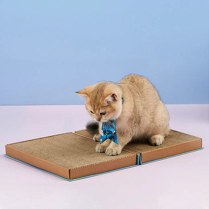 Cat Wiki Corrugated Scratching Board in sci-fi blue and dreamy purple powder