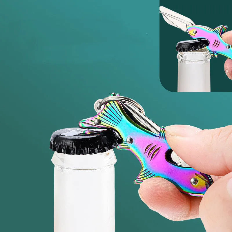 304 stainless steel multi-functional toothpick knife with non-slip grip in silver finish on white background