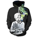 Genius Hoodie in Black cotton blend with ribbed cuffs and hem, front pockets, and adjustable hood