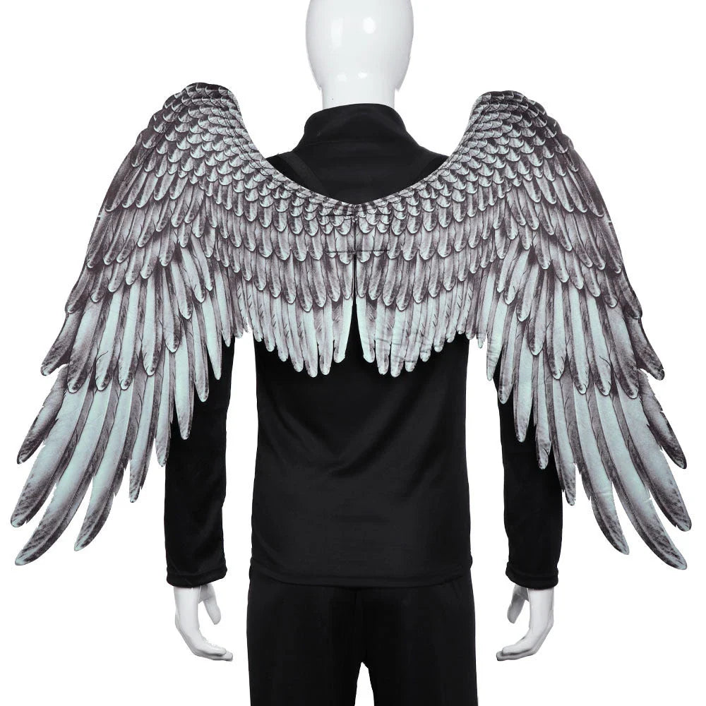Kids' 3D angel wings in white and black for Halloween and cosplay
