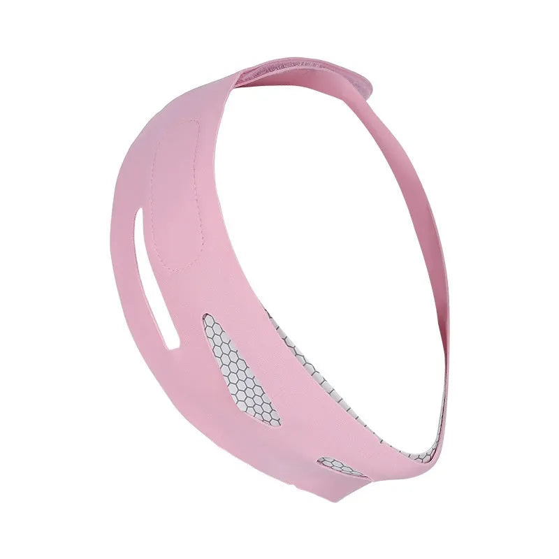 Pink and black elastic V face bandage for facial contouring and skin tightening care
