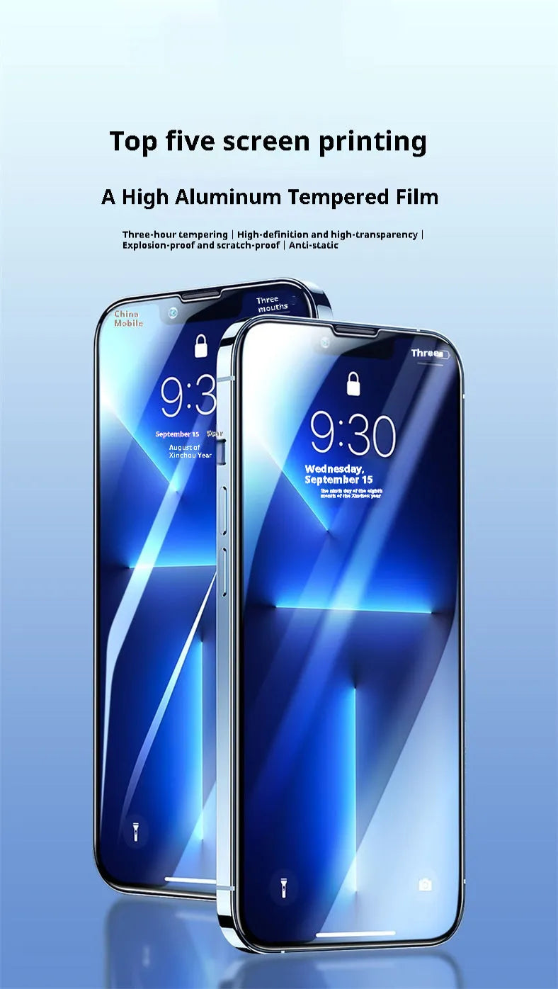 Tempered glass screen protector for iPhone 15 in black colour with HD anti-fingerprint coating