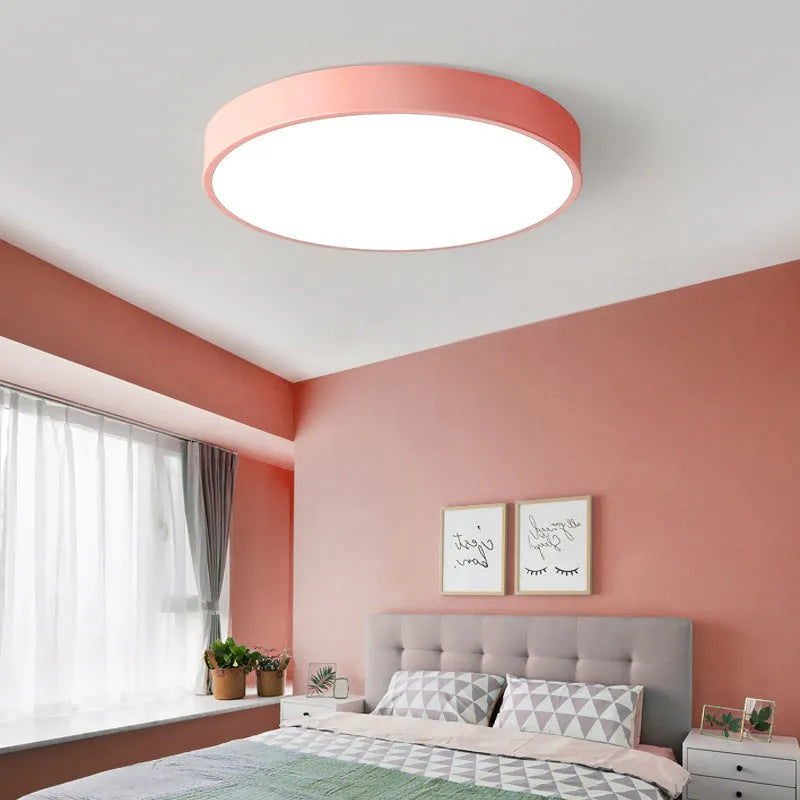 Modern Minimalist Ceiling Light Ultra-Thin LED Ceiling Lamp 220mm Diameter 12W Switch Control Three-Tone Light Remote Dimming Stepless Dimming Applicable 15-25 Square Metres Blue Green Pink Yellow White