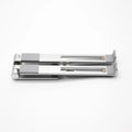Aluminium laptop stand in black or silver, showing its 26 cm wide bracket design.