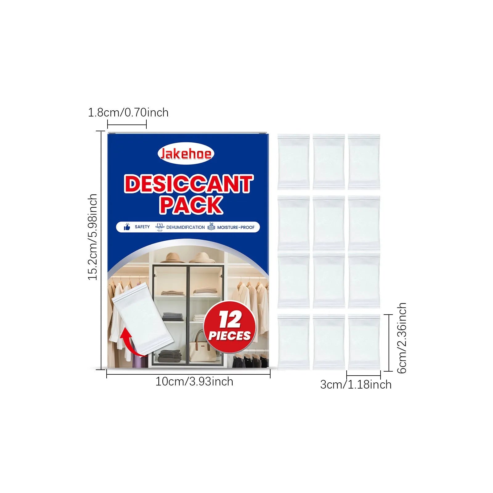 12 calcium chloride household desiccant packs for wardrobe and cupboard moisture control