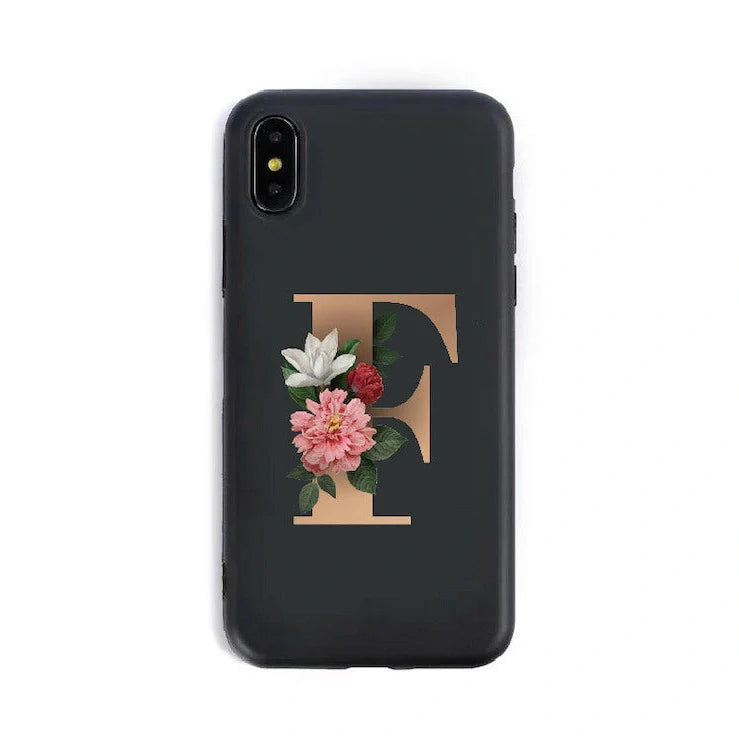 Alphabet silicone phone case showing individual letter design with TPU construction for iPhone protection