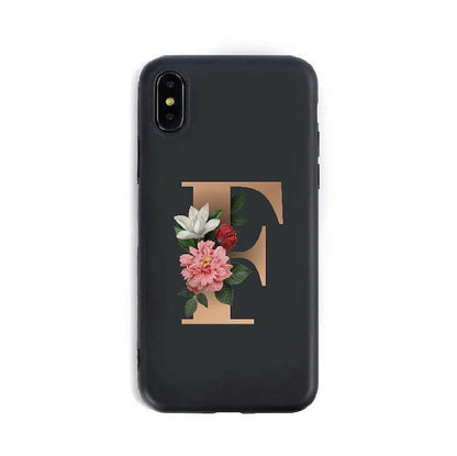 Alphabet silicone phone case showing individual letter design with TPU construction for iPhone protection