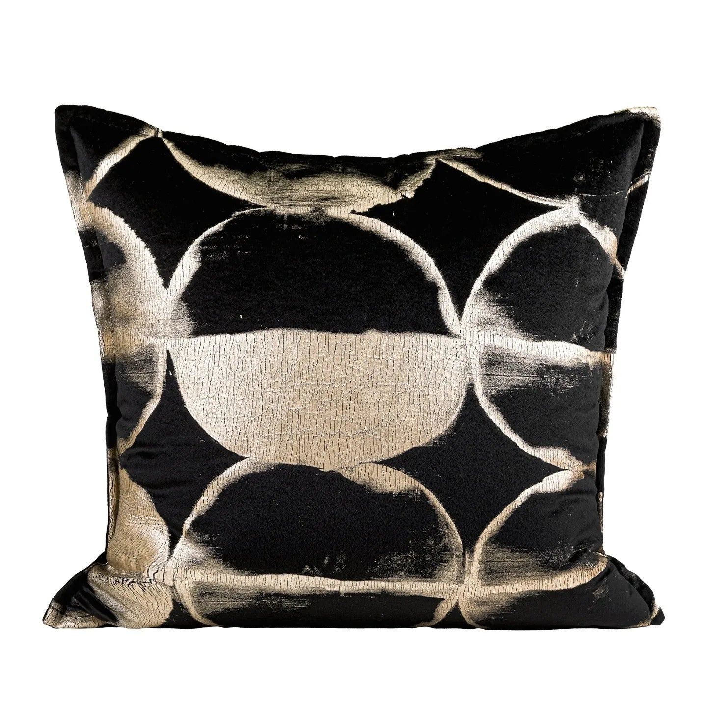 Black and gold abstract full moon pattern decorative cushion with removable cover