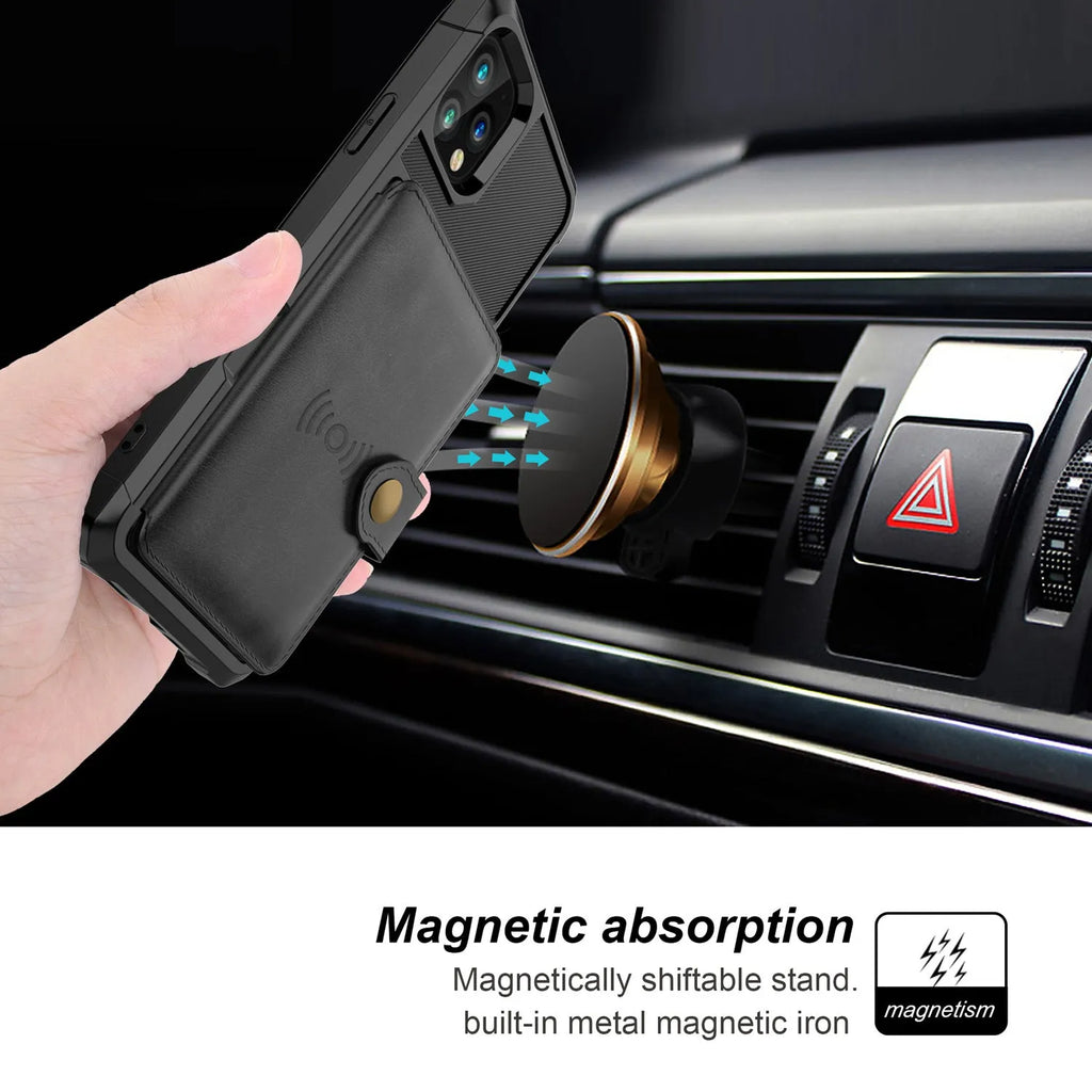 Imitation leather iPhone case with card wallet slot in business solid colours