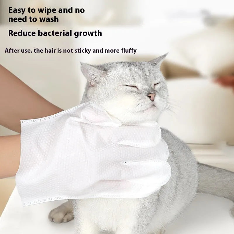 Pack of six pet wipes gloves for dogs, non-woven fabric, pink UK bag, wash-free deodorising dry cleaning