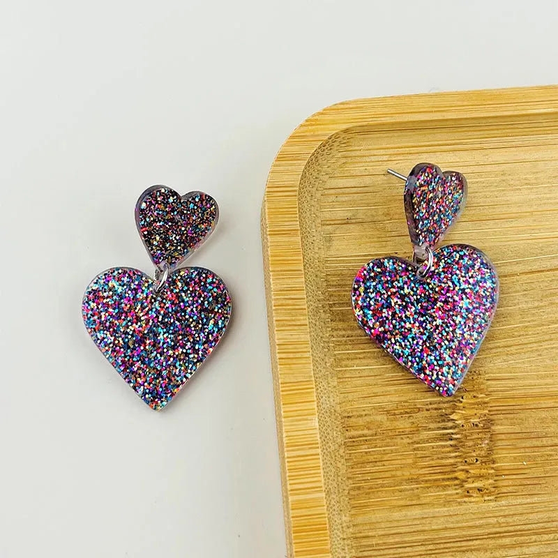 Acrylic love earrings for women, geometry design, Valentine's Day personalised jewellery, one pair