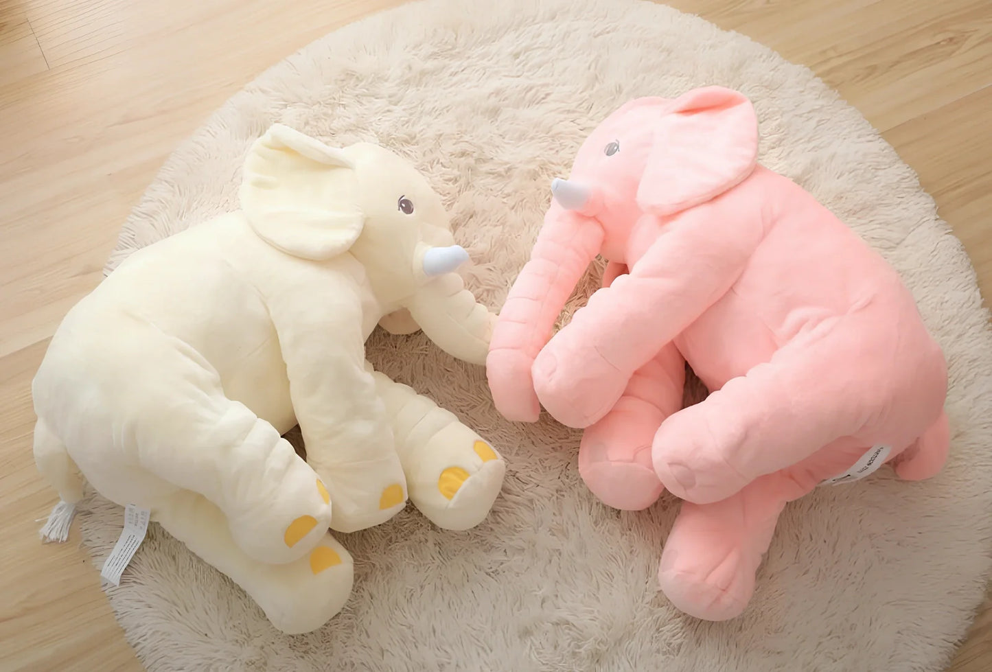 Soft 60cm grey elephant plush toy pillow with PP cotton filling for children's calming, in various colours like blue and pink