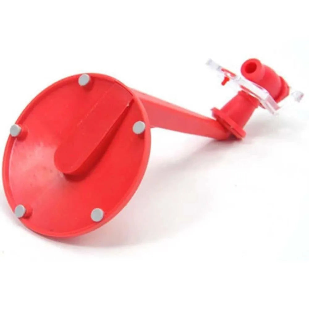 Red plastic Magic Tap soda dispenser for 2-liter bottles with push-button mechanism