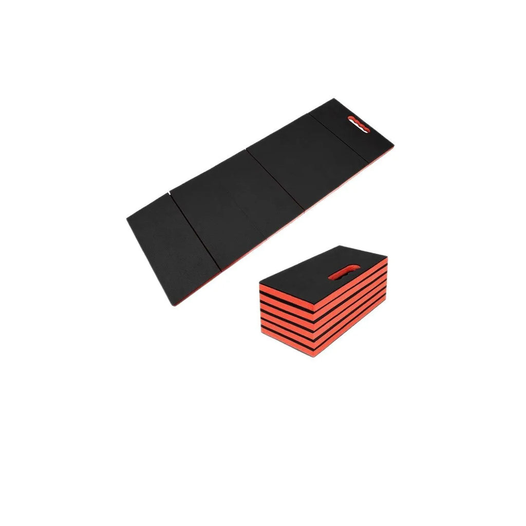 EVA folding kneeling mat folded and unfolded showing 116x40x2.5cm dimensions