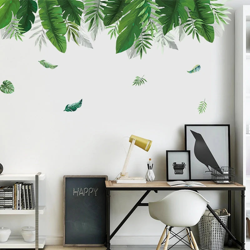 Nordic Green Plants Wall Sticker for bedroom decoration, waterproof and easy to apply