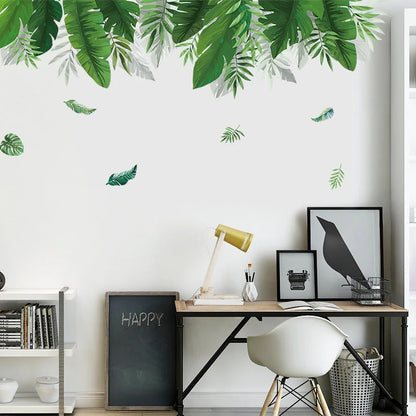 Nordic Green Plants Wall Sticker for bedroom decoration, waterproof and easy to apply