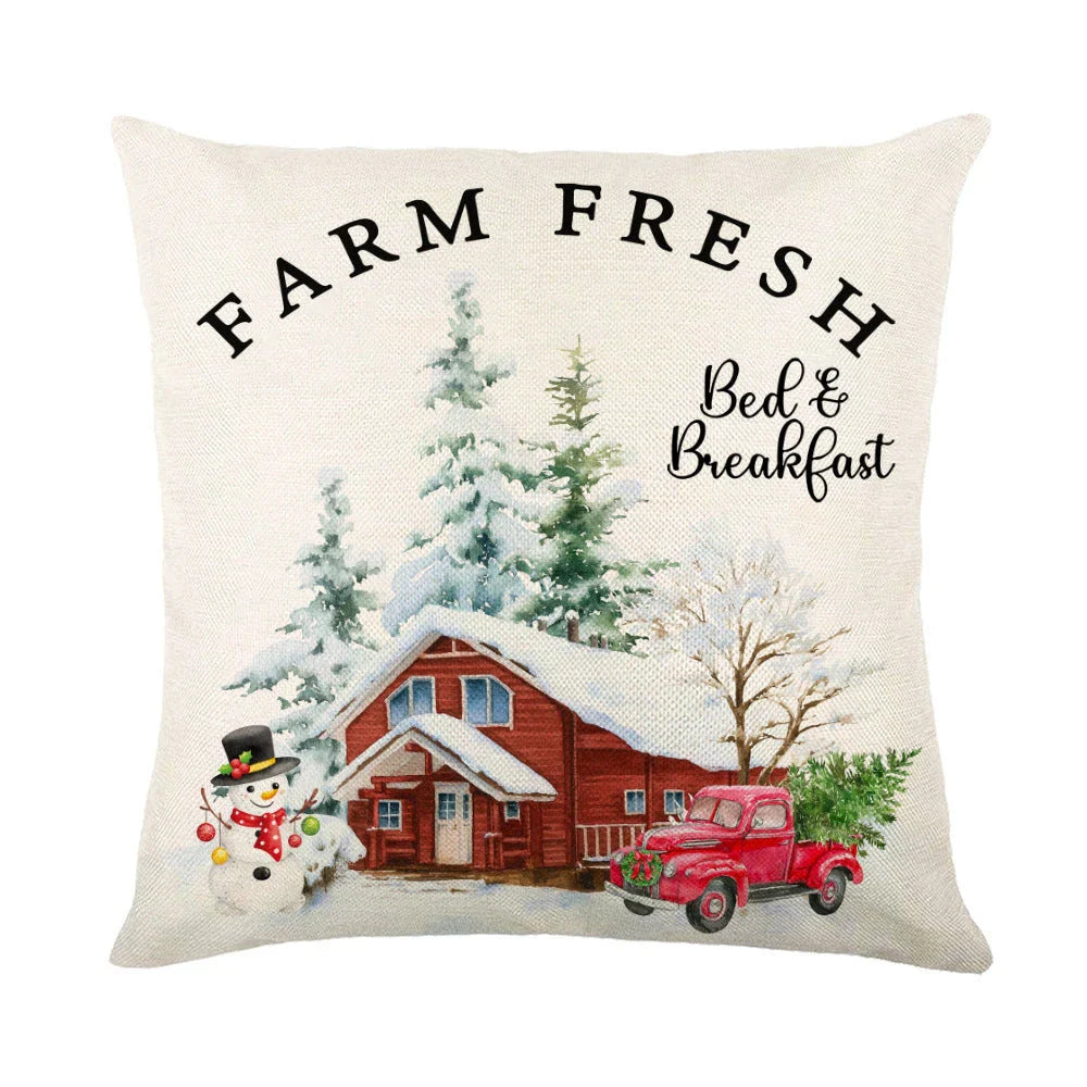 Cozy Christmas pillow covers with whimsical snowflake designs in various colors to decorate your home for the holidays.