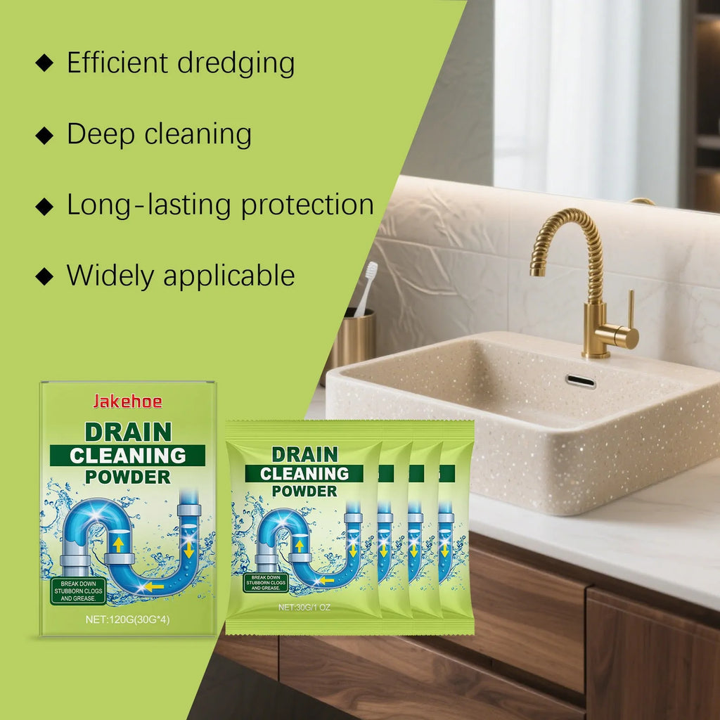 120g packet of drain cleaning powder for unblocking sinks and toilets