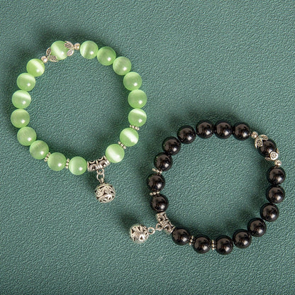 10mm Hollow Ball Korean Style Crystal Opal Beaded Bracelet in various colours