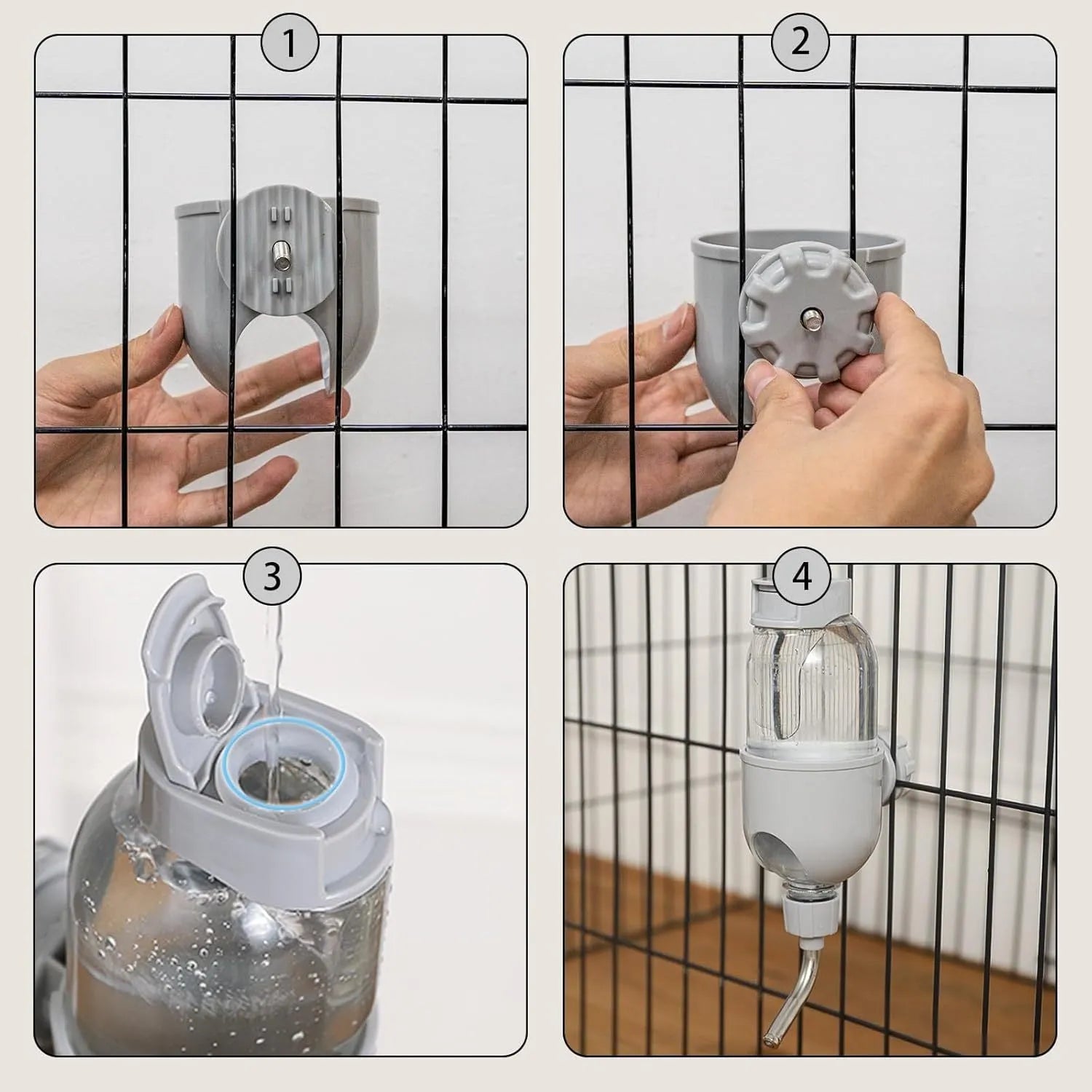 Blue small animal water bottle with stainless steel nozzle for cage mounting