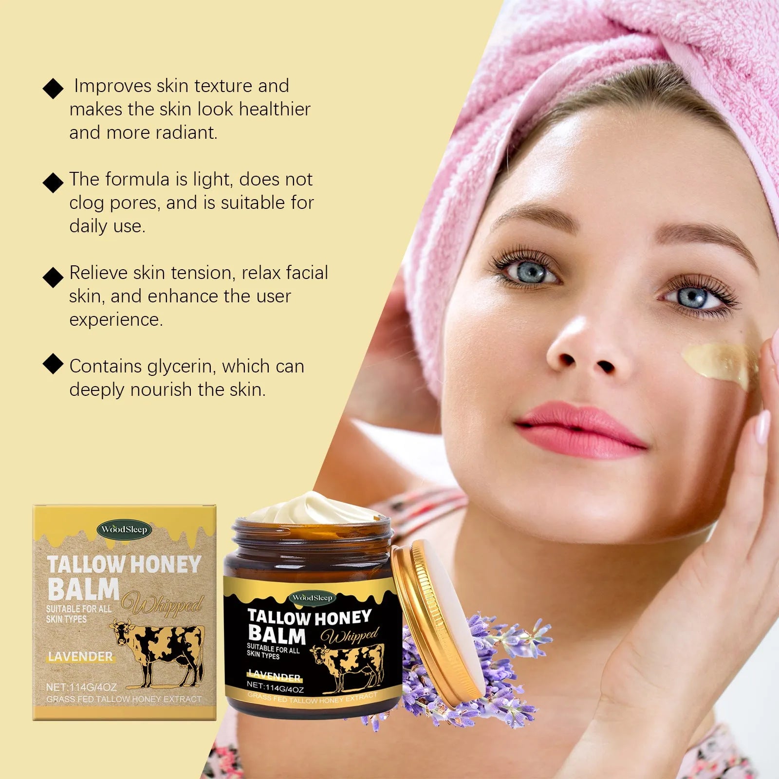 Butter skin cream moisturiser in a 114g jar with honey and lavender extract