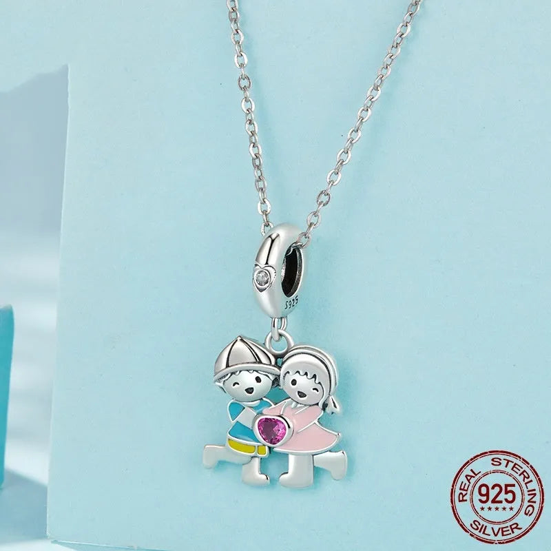 S925 sterling silver pendant bead charm with drip oil finish, 2.5cm height, 0.45cm aperture, for DIY jewellery making