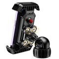 Black ABS cycling phone navigation bracket mounted on bicycle handlebars
