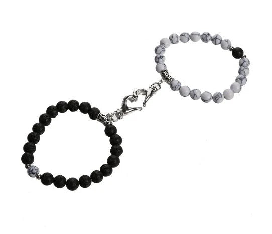 Turquoise Peach Heart Magnet Couple Design Bracelet in various colours