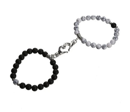 Turquoise Peach Heart Magnet Couple Design Bracelet in various colours