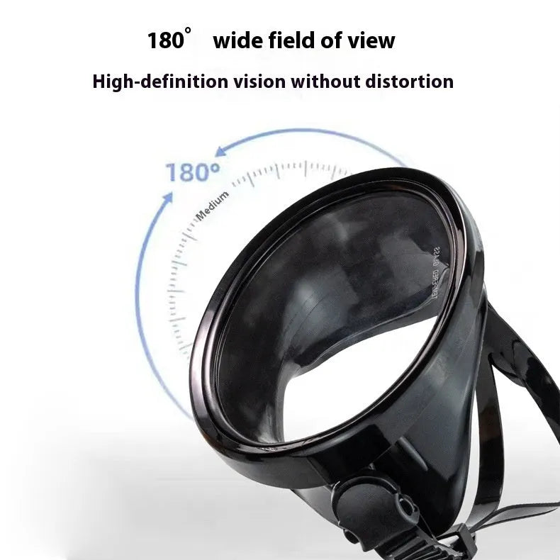 Fisherman Mirror second-generation swimming goggles with HD tempered glass lens and black PVC frame