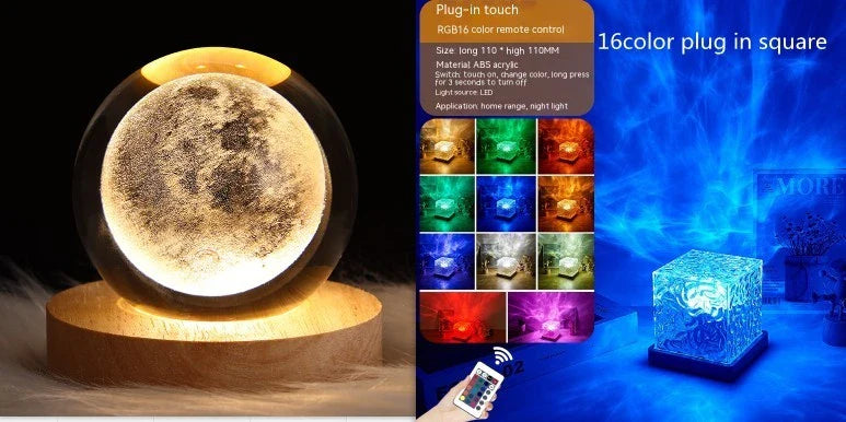 Mesmerizing Water Ripple Ambient Lamp creating a soothing, flowing light display on the wall