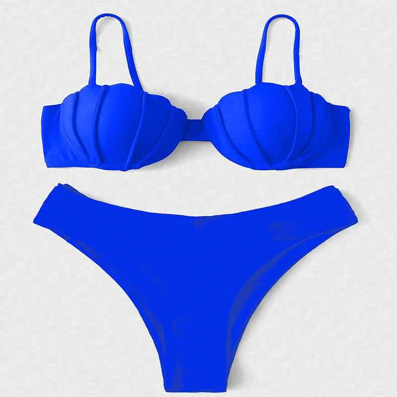 Sling I women's beach bikini swimsuit in rose red, black, or blue with sleeveless design and polyester fabric