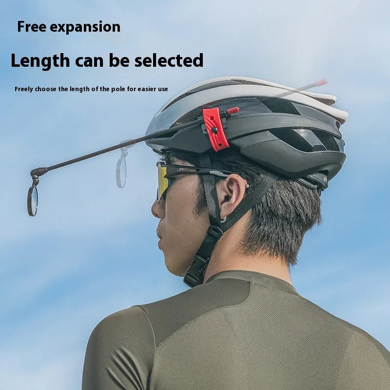 Bicycle helmet rearview mirror with aluminium rod arm and acrylic mirror in black finish