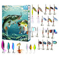Metal fishing advent calendar blind box 24 countdown 26x18x3cm unisex middle-aged angler gift