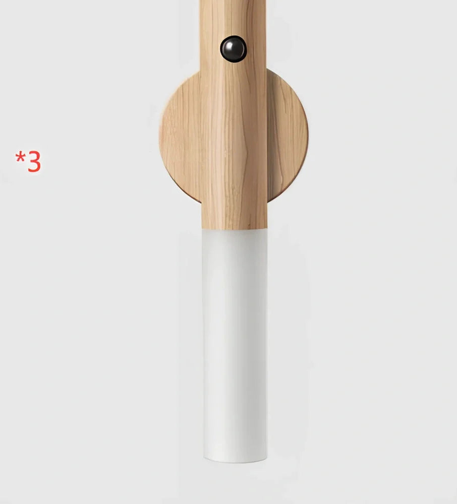 Smart Sensor LED Desk Lamp in coffee wood, 182mm tall with 500mAh battery and warm white 1W light