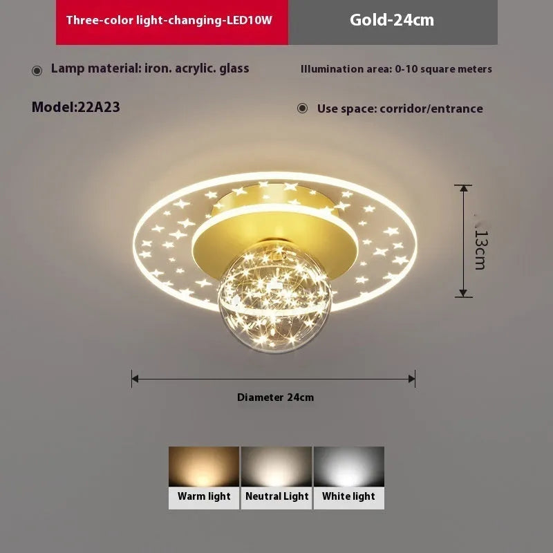 Modern LED ceiling lamp for corridors in gold, black or white finish with adjustable colour temperature