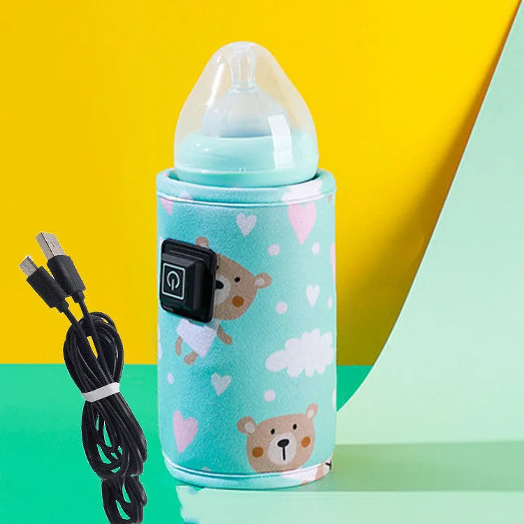 Blue dinosaur print USB baby bottle warmer insulation cover