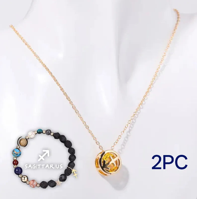 Handmade natural stone beaded necklace and matching bracelet set on a plain background.