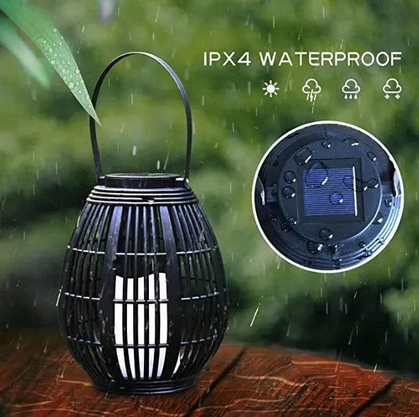 Oval rattan solar garden light with wind lamp design for patio outdoor lighting