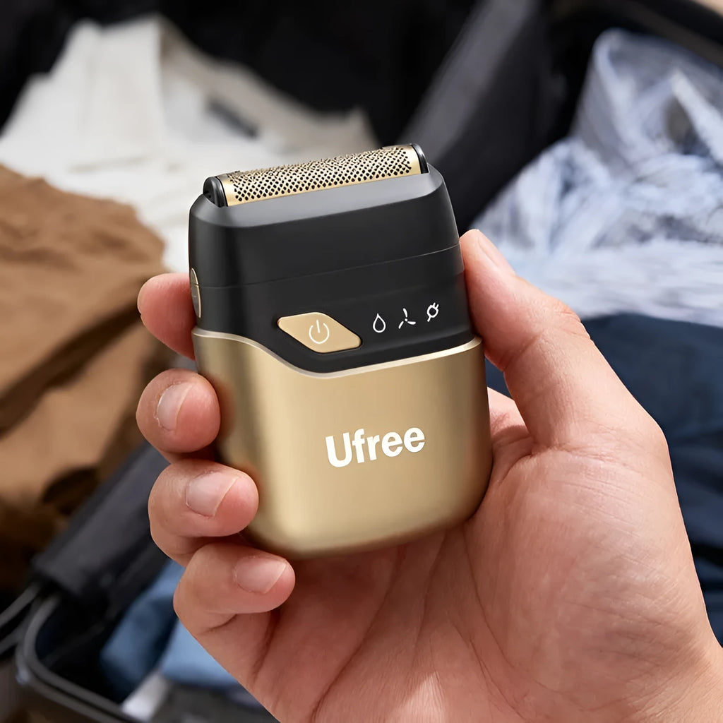 Gold electric reciprocating two cutter head shaver with floating head and LED display