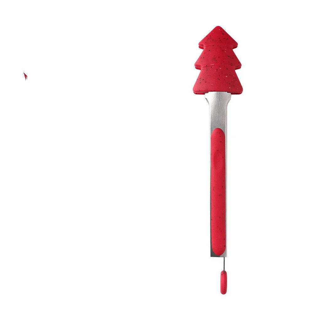 Christmas-themed silicone kitchen tongs set with heat resistance for safe cooking